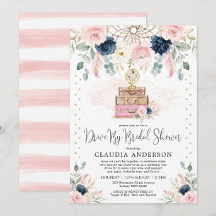 Convite Marinho Boêmia Viagem de  de Blush por Chá de pa