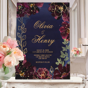 Convite Marinho Bordeaux Wedding