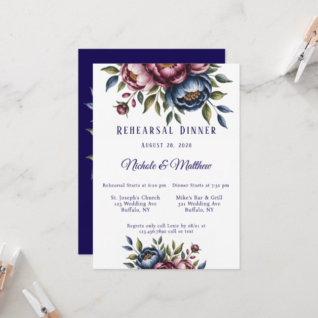 Convite Marinho Borgonha e Janto de Ensaio de Peony Escamu (Frente/Verso In Situ)