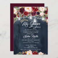 Marinho Borgonha Luzes Florais Quinceanera