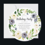 Convite Marinho Branco Frasto Floral Todos os anos Festa d<br><div class="desc">Marinho branco Frota Floral Todos os anos Convite de aniversário Ver coleção correspondente em Niche e Nest Store</div>