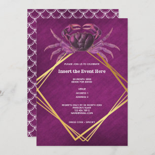 Convite Marinho branco magenta-do-caranguejo