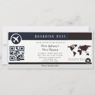 Convite Marinho Burgundy Map Embarcado Pass Casamento