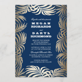 Convite Marinho - Casamento Dourado com Palm Leaf Beach