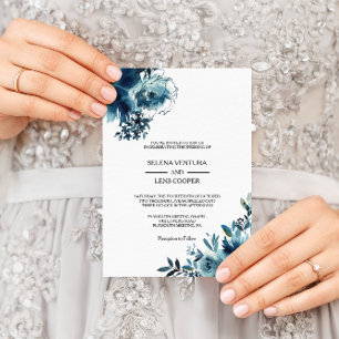 Convite Marinho Celestial Blue Floral casamento