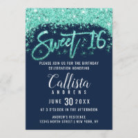 Marinho chic Blue e Turquoise Dust Sweet 16