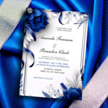 Marinho Chic Blue & Silver Flowers Fitas Casamento