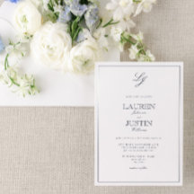 Marinho Clássico Casamento de Monograma Azul