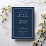 Convite Marinho Clássico Moderno Casamento Azul<br><div class="desc">Convite para Casamento Azul de Marinho Clássico Elegante Moderno</div>