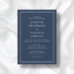 Convite Marinho Clássico Moderno Casamento Virtual Azul<br><div class="desc">Convite Virtual de Casamento Azul do Marinho Clássico Elegante Moderno</div>