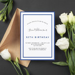 Convite Marinho de aniversário cara de homens brancos mini<br><div class="desc">Um moderno,  elegante e convite. Um fundo branco decorado com quadros azuis de marinho. Personalize e adicione um nome e detalhes. Letras pretas e azuis coloridas.</div>