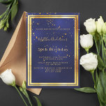 Convite Marinho de aniversário confete de ouro azul<br><div class="desc">Um cartão de convite de aniversário moderno, moderno 50º (ou qualquer idade) para homens, caras, homens. Um fundo azul marinho. A cor azul é irregular. Com uma falso moldura dourada e um sprinkle confetti de ouro, letras coloridas de ouro. Personalize e adicione seu nome e detalhes da festa. Fundo: fundo...</div>