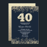 Convite Marinho de aniversário de 40 anos e Douradas Mulhe<br><div class="desc">Marinho E Dourado Mens Mulheres aniversário de 40 anos Convite de festas Belo Convite À Confetti Glitter Dourado Faux. Coleção em Niche e Nest. Design cortesia do Studio Denmark</div>
