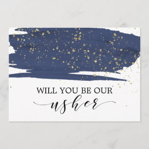 Convite Marinho De Aquarela E Dourado Você Será Nosso Ocup