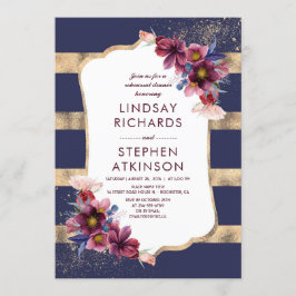 Convite Marinho de Borgonha e Janto Dourado de Ensaio Flor