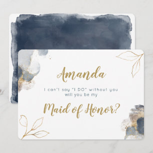 Convite marinho de cartas de Bridesmaid Elegante e ouro