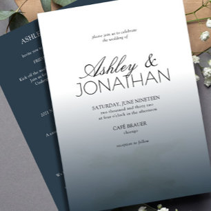Convite Marinho de Casamento Moderno e Minimalista All-in-