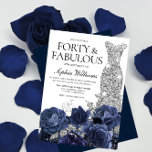 Convite Marinho de  e aniversário de 40 anos de Vestido de<br><div class="desc">Marinho de aniversário de 40 anos de Flores de  e Vestido de Diamante de Prata Convidar Ver coleção correspondente em Niche e Nest Store</div>