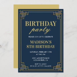 Convite marinho de Festa de aniversário de 8 anos