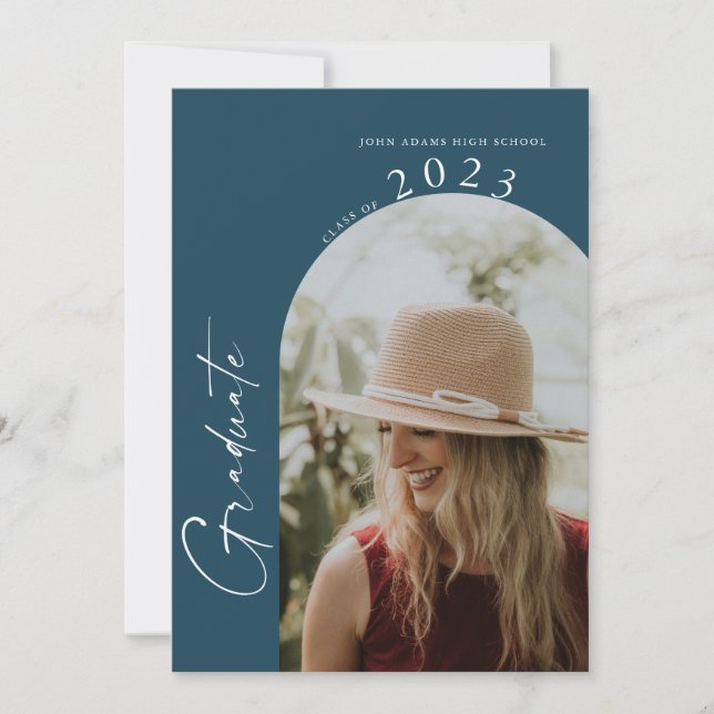 Convite Marinho de Foto Mínimo Moderno - Festa de formatur (Frente)