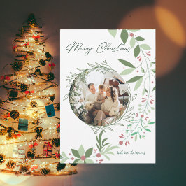 Convite Marinho de Fotografia de Natal Holly Botanical