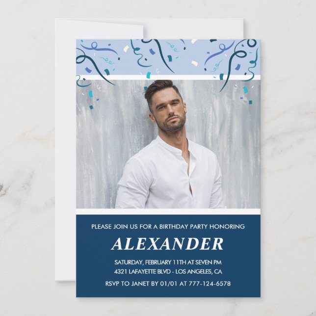 Convite Marinho de Fotografias do Mens Blue 42nd (Frente)