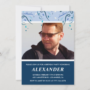 Convite Marinho de fotos Mens Blue 67