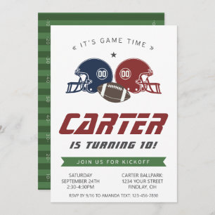 Convite Marinho de futebol americano vermelho, qualquer Fe