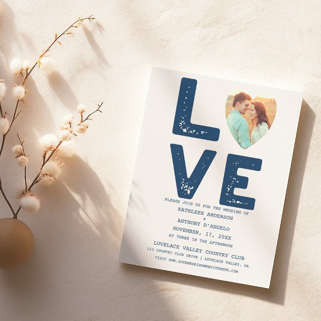 Convite MARINHO de Letra da Máquina de Escrita Mínima do L (Criador carregado)