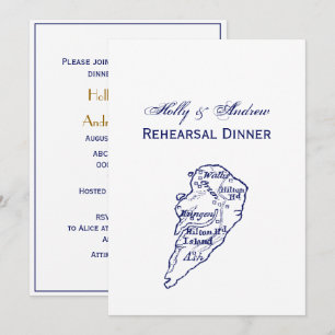 Convite Marinho de Mapa de Vintage da Ilha Hilton Head