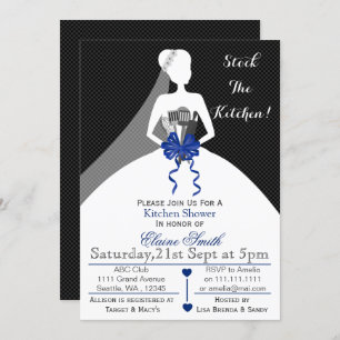 Convite Marinho de Mod estoque o Chá de panela da cozinha 