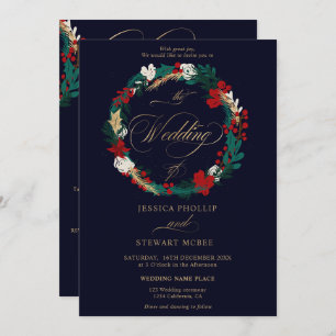 Convite Marinho de ouro de inverno, tudo em um casamento d