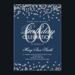 Convite Marinho de prata Blue 60th Birthday Glitter Confet<br><div class="desc">Elegante 60º aniversário Faux Glitter Confetti Silver Marinho Azul convite modelo. Excelente para 60ª festa de aniversário e muito mais!</div>