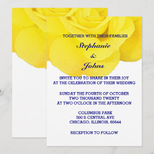 Convite Marinho de Rosa Amarelo Casamento de Trendê Branc