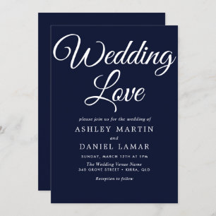 Convite Marinho de Script Simples e Elegante Moderno e Cas