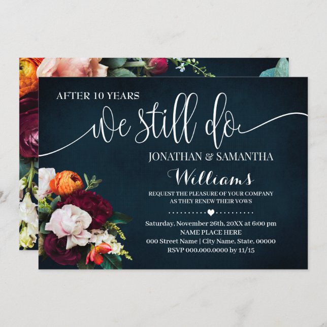 Convite Marinho De Vinho Ainda Fazemos Aniversário De Casa (Frente/Verso)