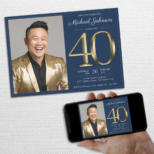 Convite Marinho do aniversário de 40 anos de Fotografias E