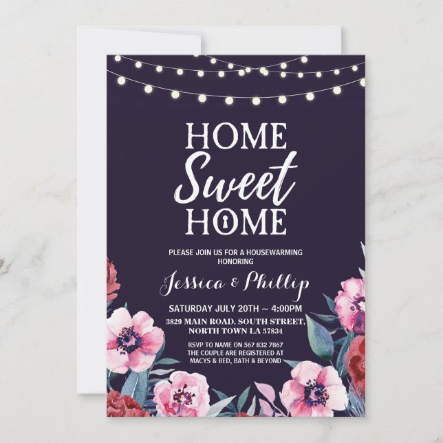 Convite Marinho do Partido para Uso Doméstico Rosa Novo Co (Frente)