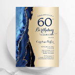 Convite Marinho Dourado - Agate Azul 60º Aniversário<br><div class="desc">Marinho azul e ouro agate 60º convite de aniversário. Elegante design moderno com cor azul-real de água agate marble geode fundo, fonte falsa de ouro brilhante e script de tipografia. Trendy convida o cartão perfeito para uma comemoração de dia das mulheres na moda. Impressos convites Zazzle ou modelo de impressão...</div>