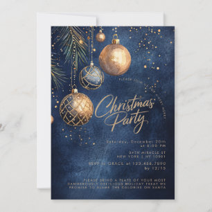 Convite Marinho Dourado Azul Ornações Férias Natal