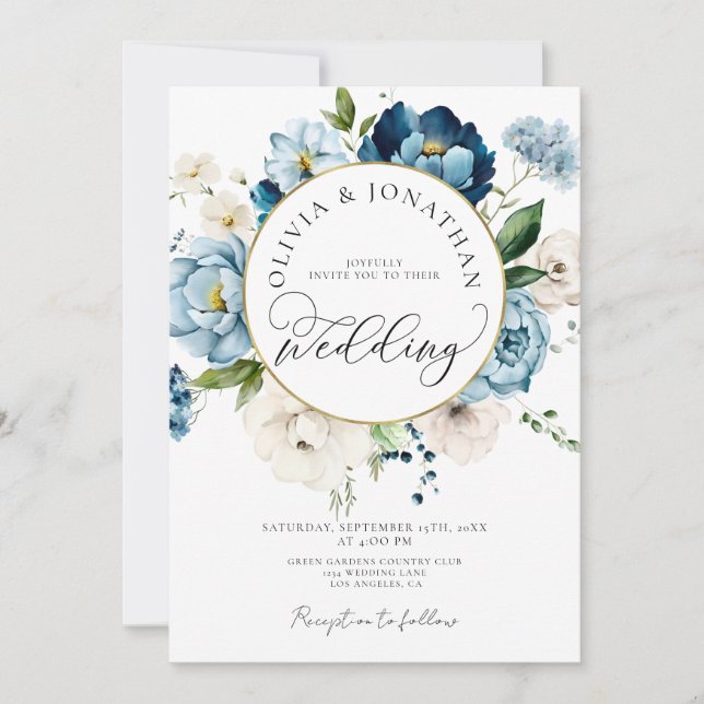 Convite Marinho Dourado Azul Tudo em 1 Orçamento Código QR (Frente)