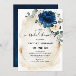 Convite Marinho Dourado Champanhe Branco Chá de panela de 