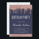 Convite Marinho Dourado rosa Brilhante Azul Qualquer Idade<br><div class="desc">Cor-de-rosa-claro - Rosa Dourado e Marinho Azul Espelho Espalhante Personalizado por Literatura em Qualquer Idade (13, 16º, 18º, 21ruas, 30, 40º, 50º, 60º). Este é o convite perfeito (treze, dezesseis, dezoito, vinte e um, trinta, quarenta, cinquenta ou sessenta) para o aniversário da Tendy para um Rosa moderno Elegante Dourado e...</div>