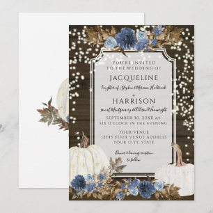 Convite Marinho Dusty Blue Floral RusticTwinkle Casamento 