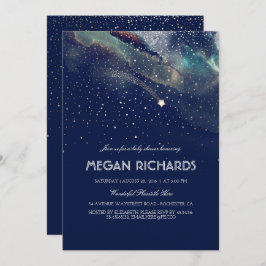 Convite Marinho e Chá de fraldas estrelado Dourado