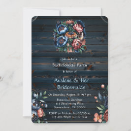 Convite Marinho e Cobre Peony Bridesmaids Luncheids