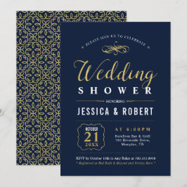 Convite Marinho e Dourado | Chá de Casamento de Casais Ele