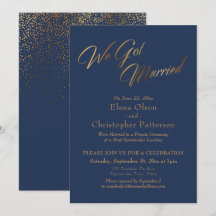 Marinho e Dourado Nós Casamos Recepção de Confetes