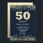 Convite Marinho e Dourados Mens ou Mulheres 50ª Festa de a<br><div class="desc">Marinho e Dourado Mens ou Mulheres 50.º Convite de aniversário Belo Convite à Confetti à Glitter Dourado Faux. Coleção em Niche e Nest. Design cortesia do Studio Denmark</div>