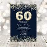 Convite Marinho e Dourados Mens ou Mulheres 60ª Festa de a<br><div class="desc">Marinho e Dourado Mens ou Mulheres 60º Convite de aniversário Belo Convite à Confetti à Glitter Dourado Faux. Coleção em Niche e Nest. Design cortesia do Studio Denmark</div>